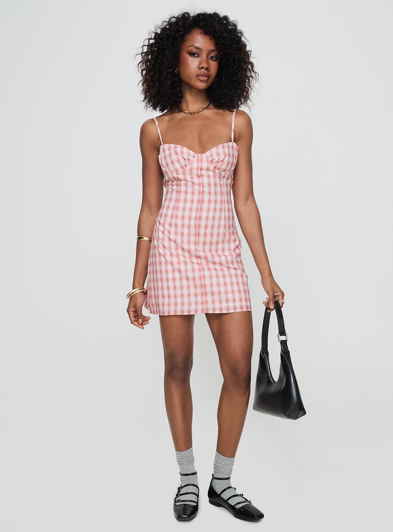 Poto Mini Dress Pink Check Product Image