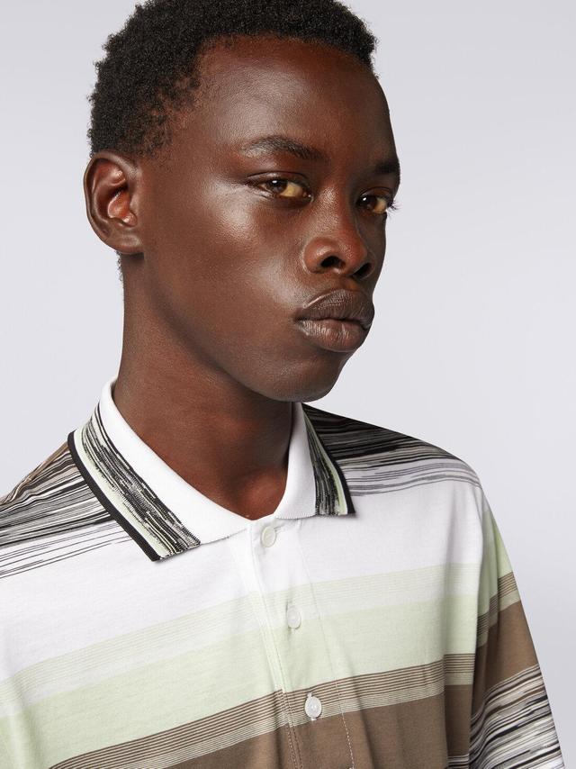 Short-sleeved polo shirt in slub cotton jersey Green | Missoni Product Image