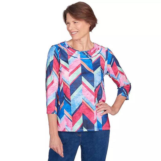 Womens Alfred Dunner Triple Notch Neck Geometric Top Product Image