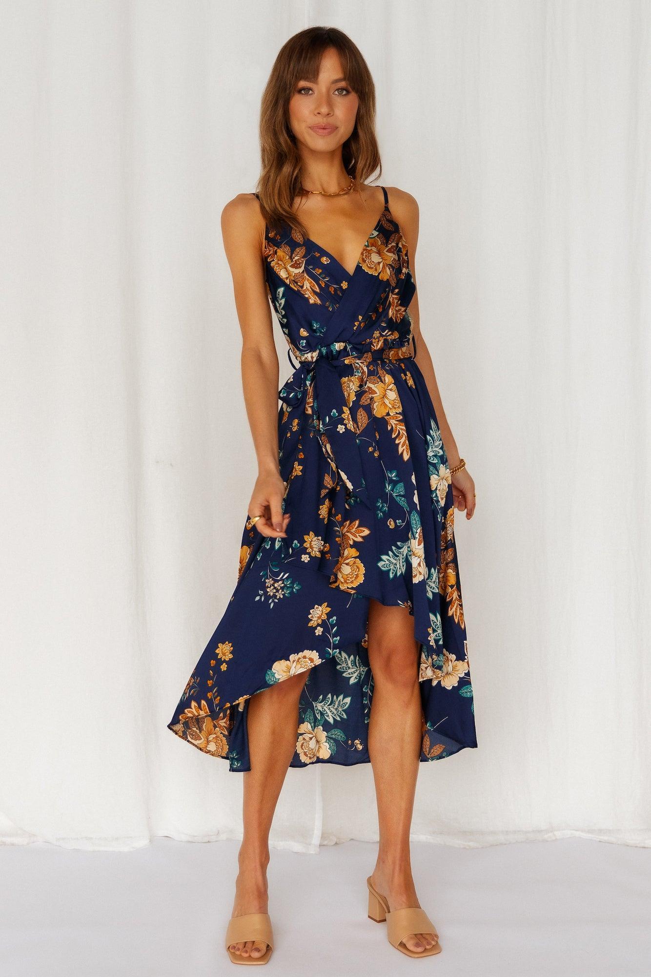 Falling In Style Midi Dress Navy Product Image