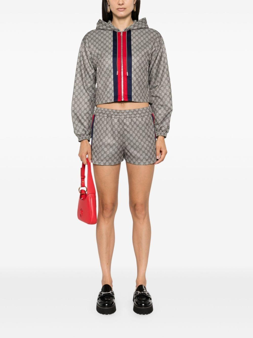 Web-stripe Logo-motif Shorts In Neutrals Product Image