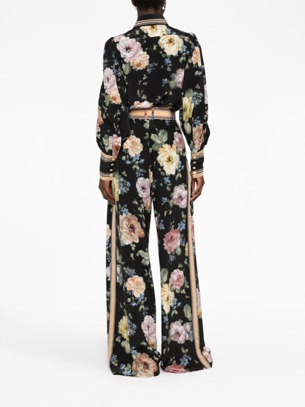 Floral Trousers In Black Product Image