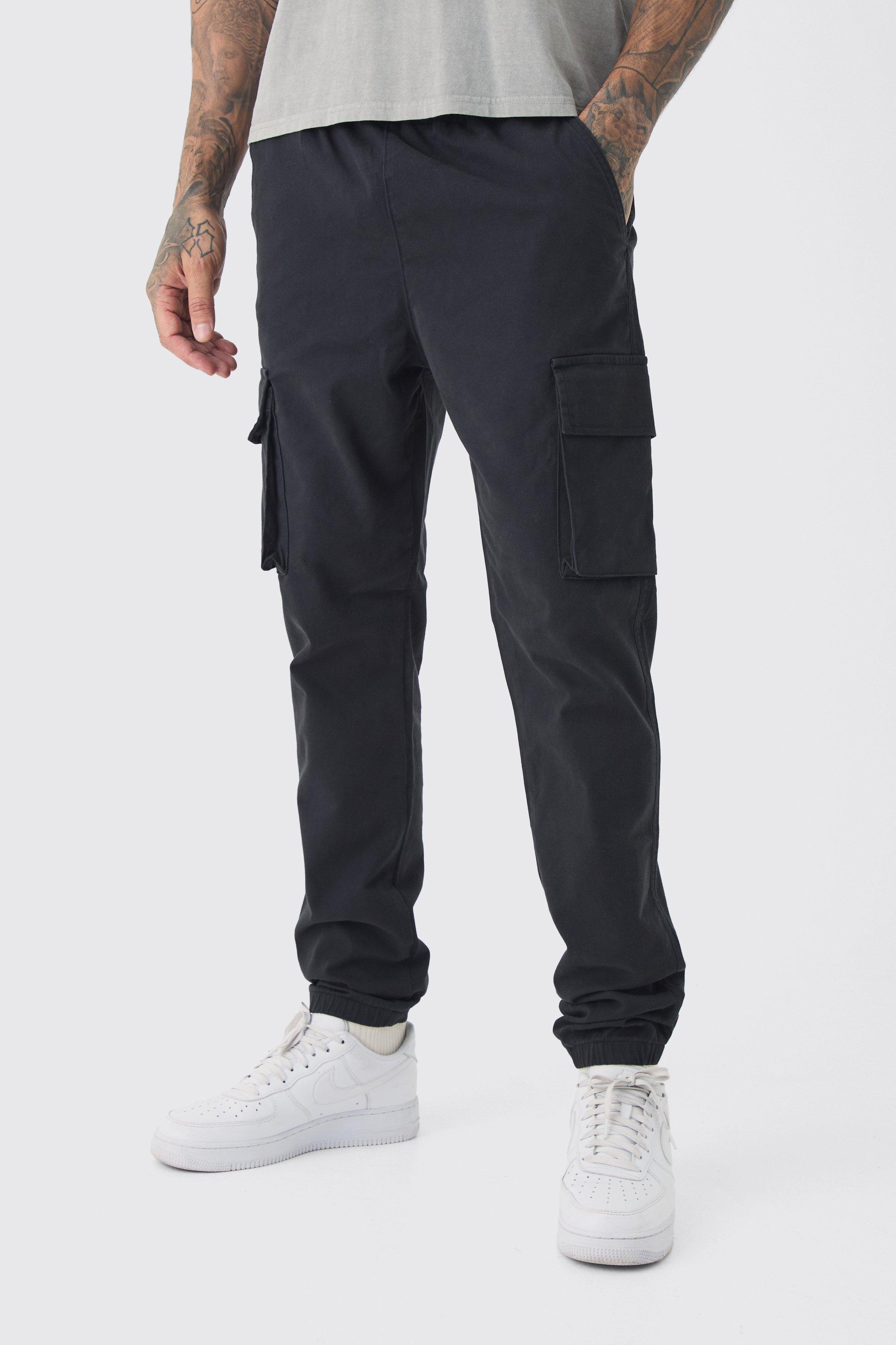 Tall Slim Fit Elasticated Waist Cuffed Cargo Trousers | boohooMAN USA Product Image