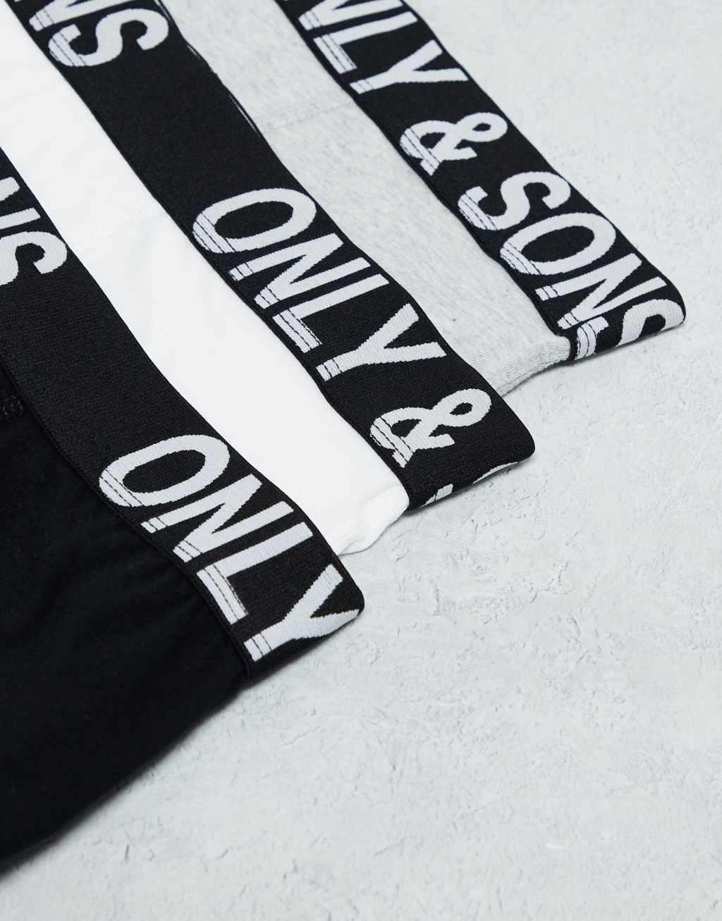 ONLY & SONS 3 pack briefs in black gray & white Product Image