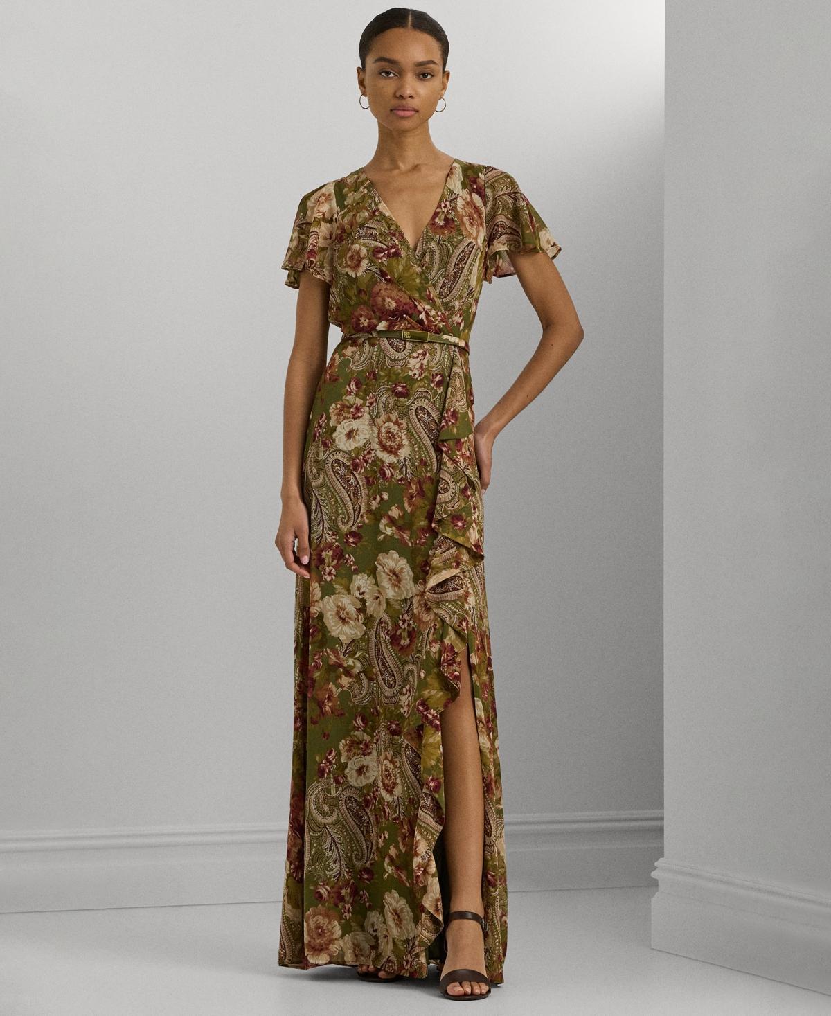 Lauren Ralph Lauren Womens Belted Floral Gown Product Image