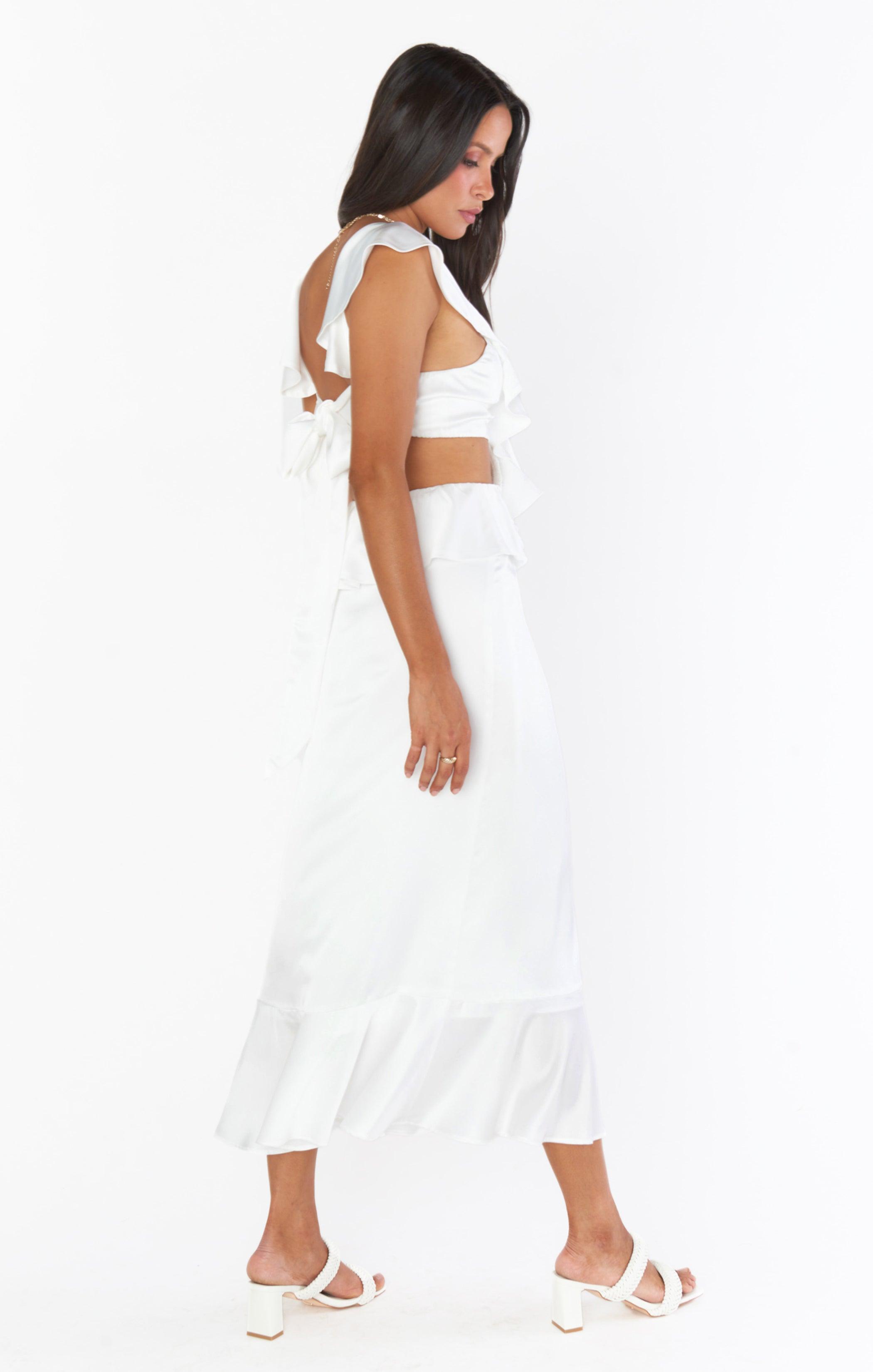 Zoey Midi Dress ~ Ivory Luxe Satin Product Image