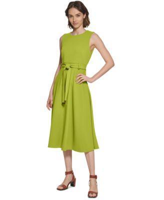 Calvin Klein Womens Belted A-Line Dress Product Image