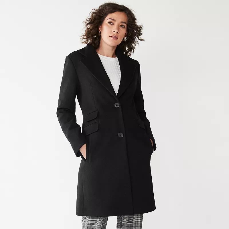 Womens Nine West Single-Breasted Wool Blend Coat Product Image