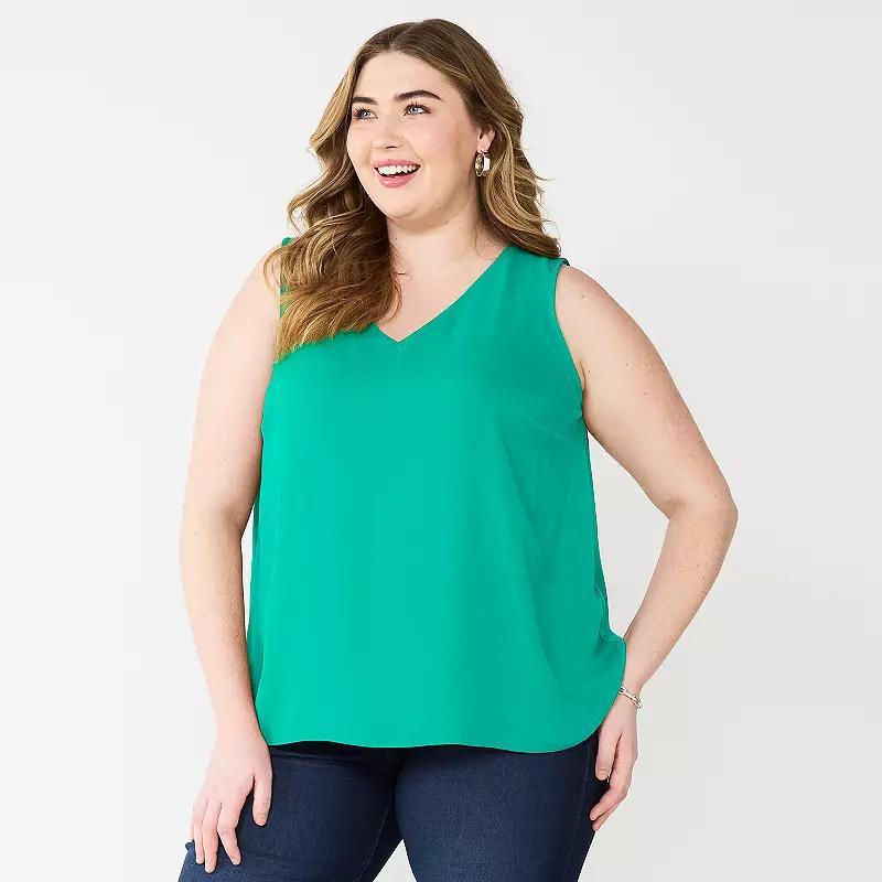 Plus Size Nine West Essential V-Neck Tank Top, Womens Product Image