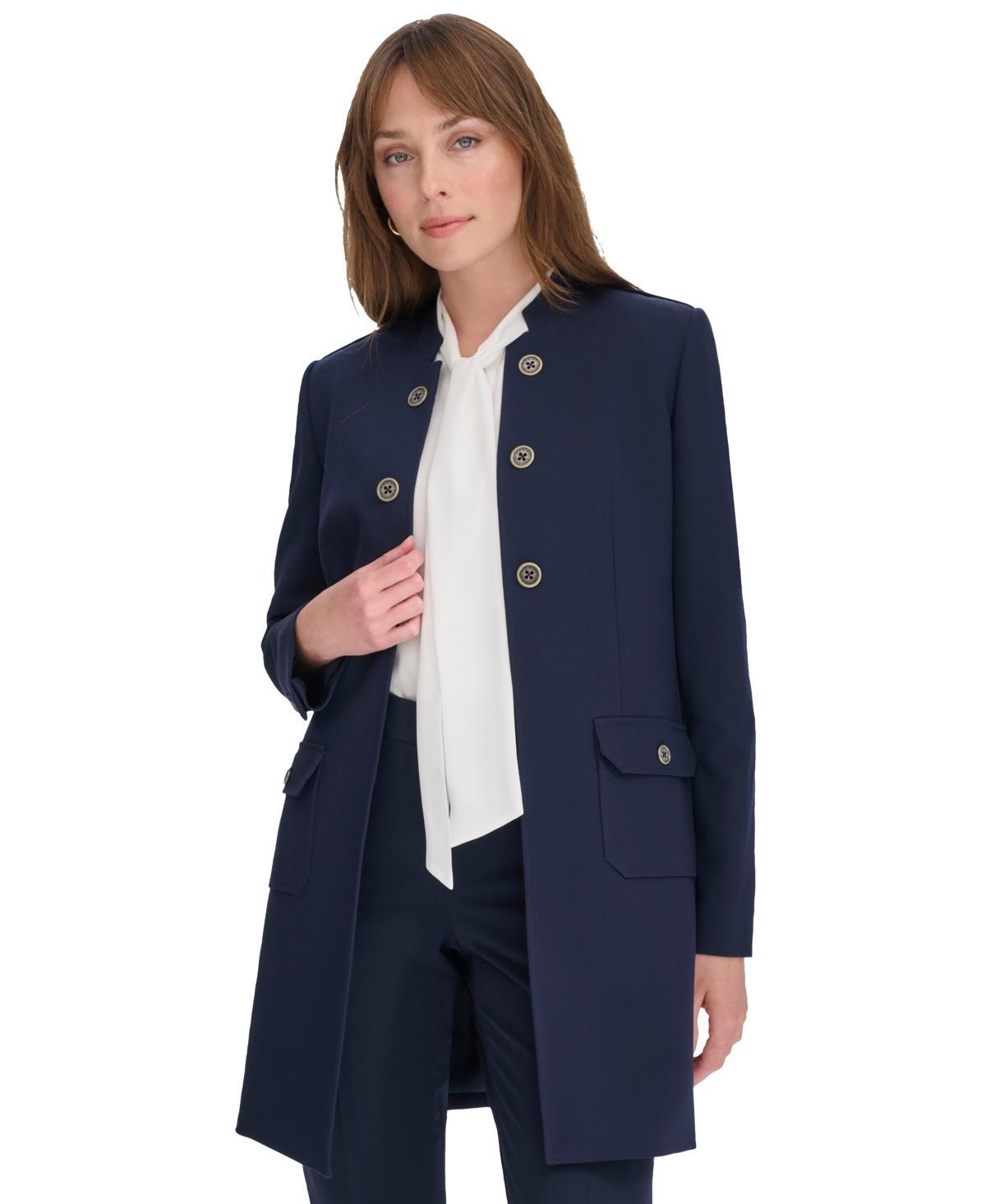 Tommy Hilfiger Womens Band-Collar Open-Front Jacket Product Image