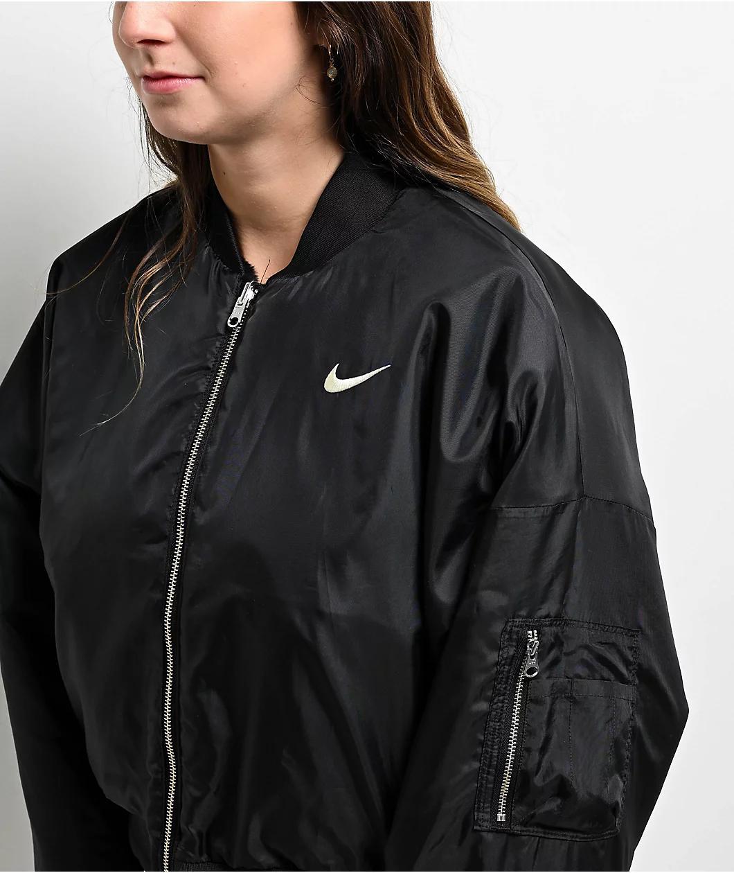 Nike Sportswear Faux Fur Black Reversible Bomber Jacket Product Image