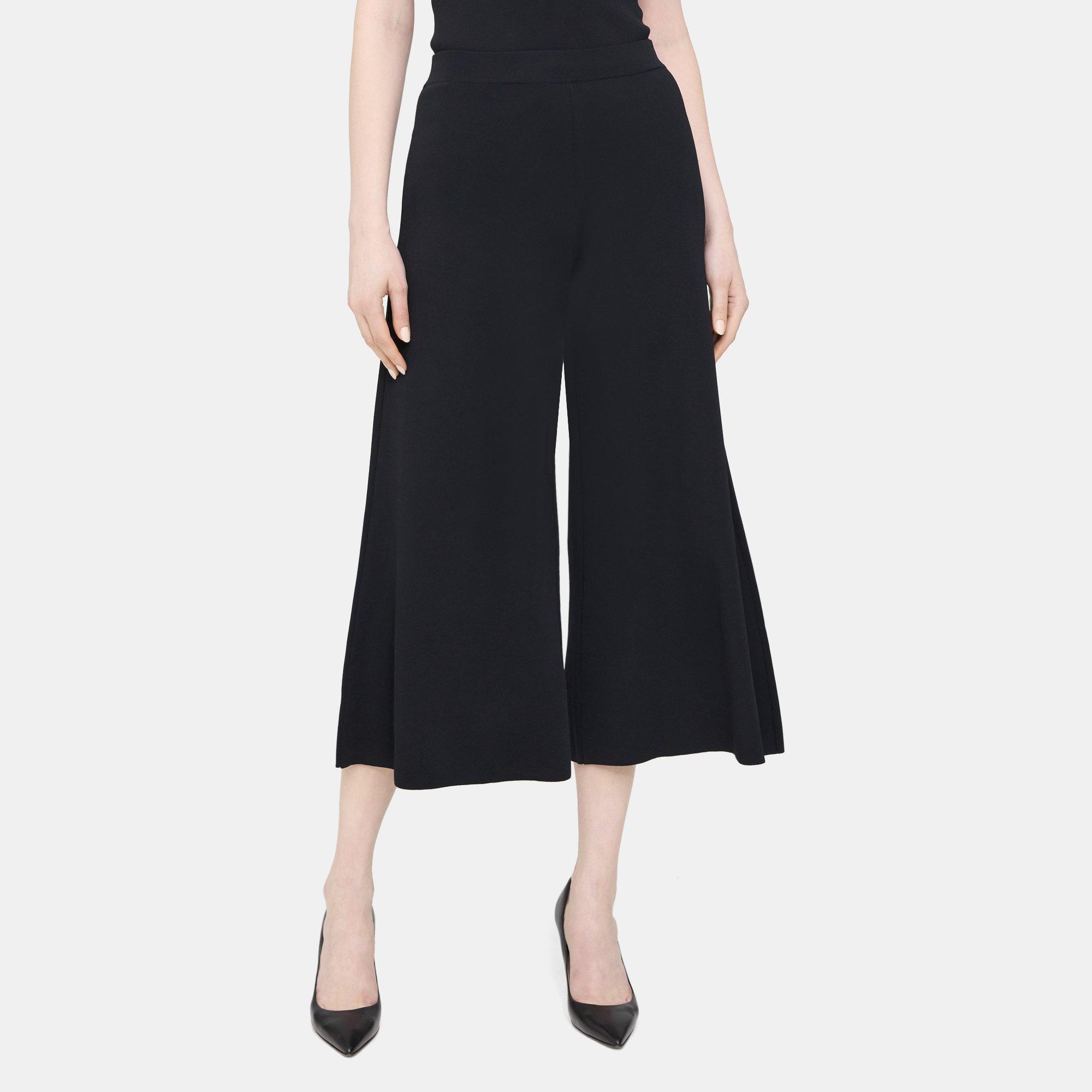 Compact Stretch Knit Cropped Wide-Leg Pant | Theory Outlet product image