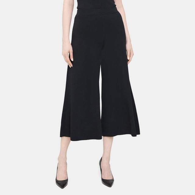 Compact Stretch Knit Cropped Wide-Leg Pant | Theory Outlet Product Image