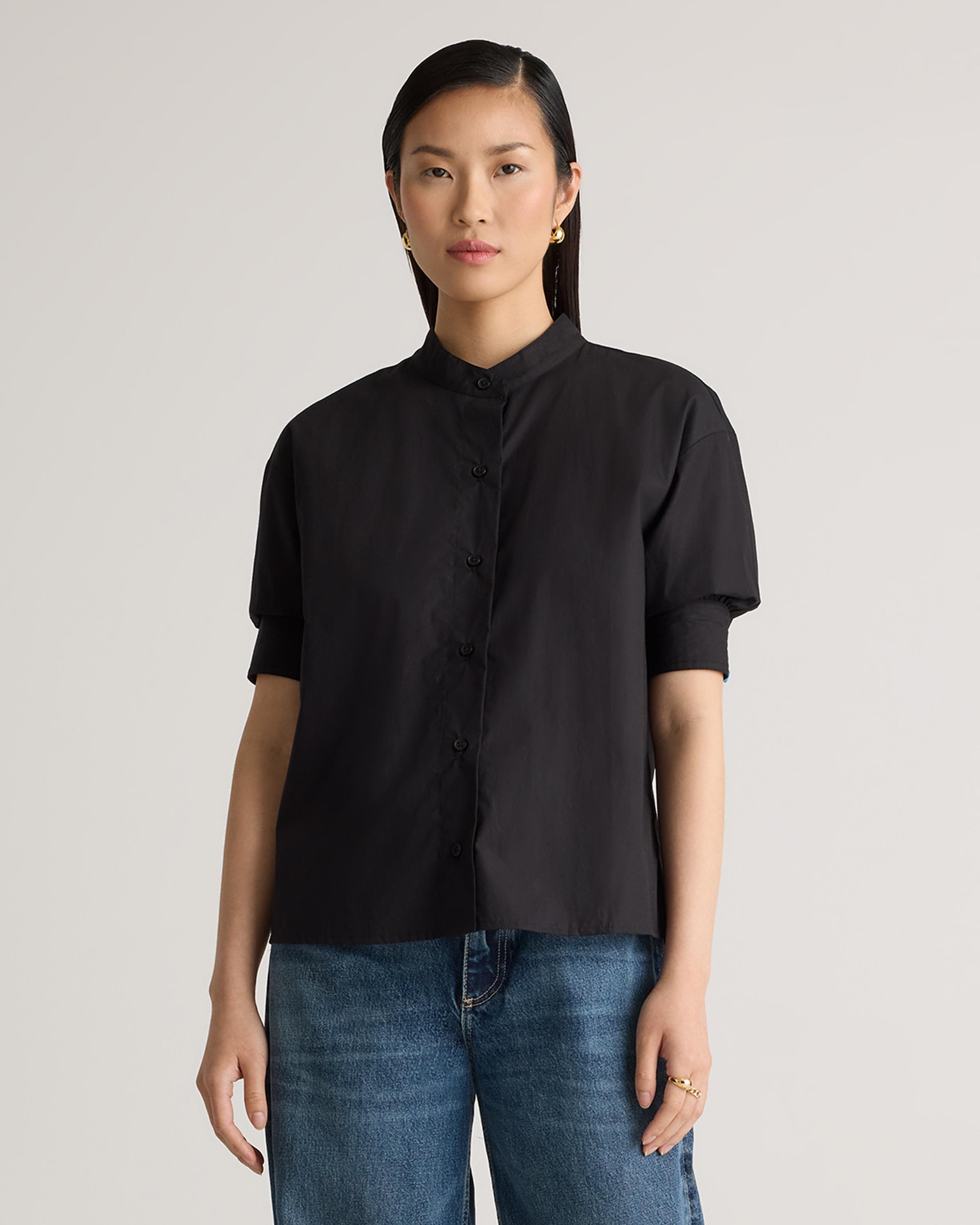 100% Organic Cotton Poplin Puff Sleeve Shirt Product Image