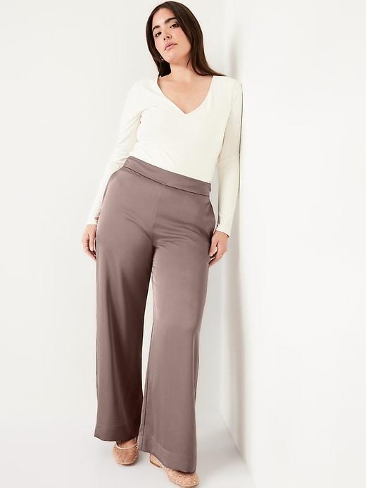 High-Waisted Satin Super Wide-Leg Pants Product Image