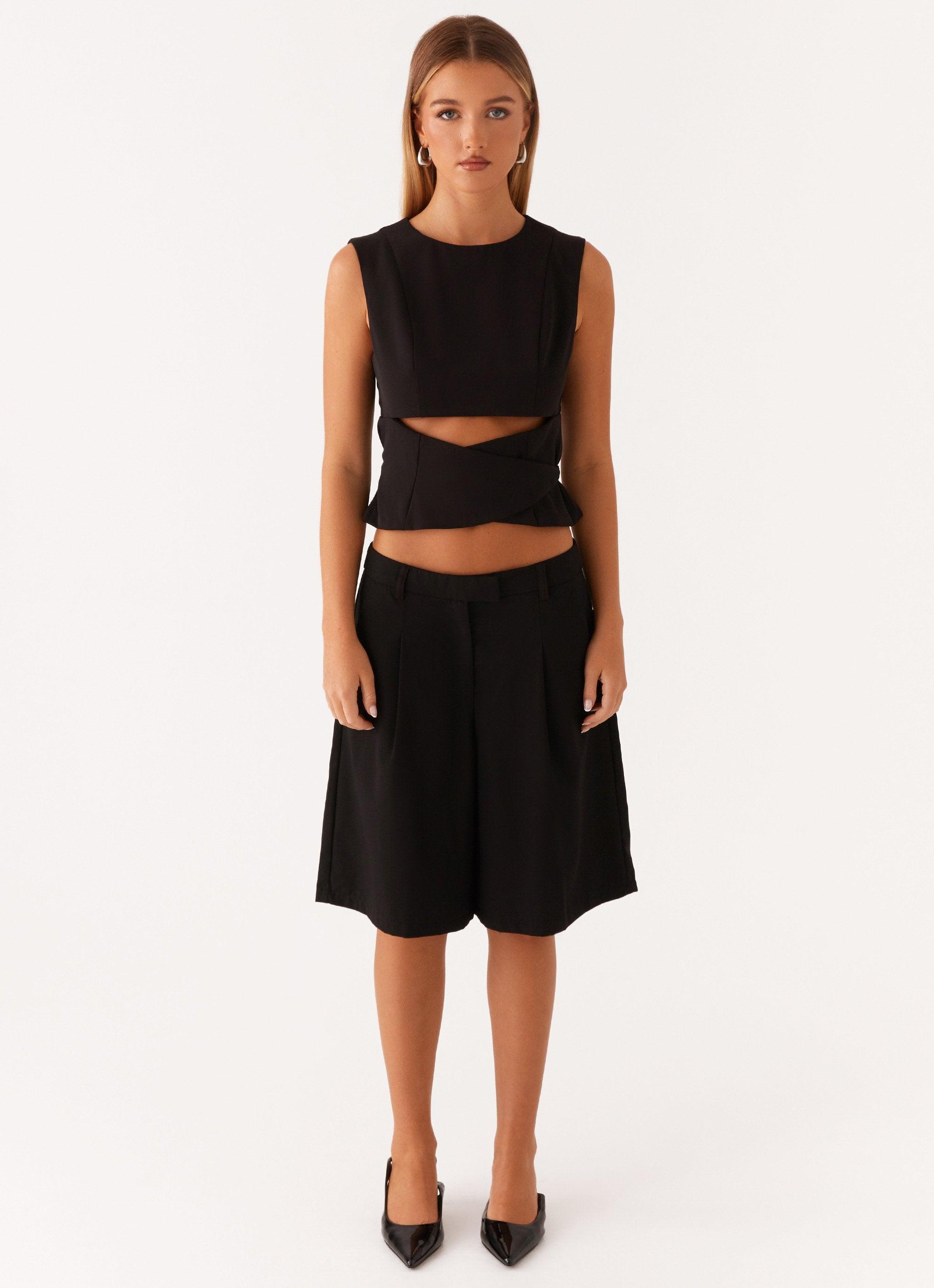 Cyra Wrap Top - Black Product Image