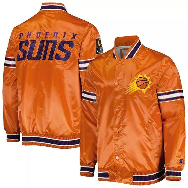 Mens Starter Orange Phoenix Suns Slider Satin Full-Snap Varsity Jacket Product Image