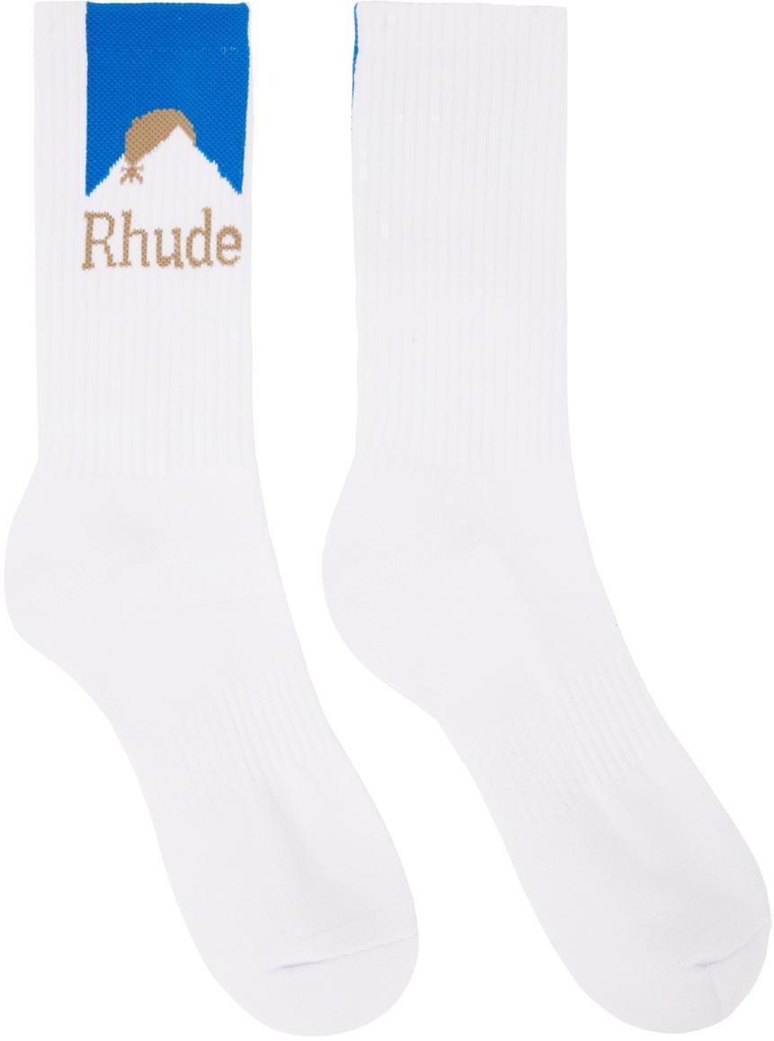 White Moonlight Sport Socks In White/blue/yellow Product Image