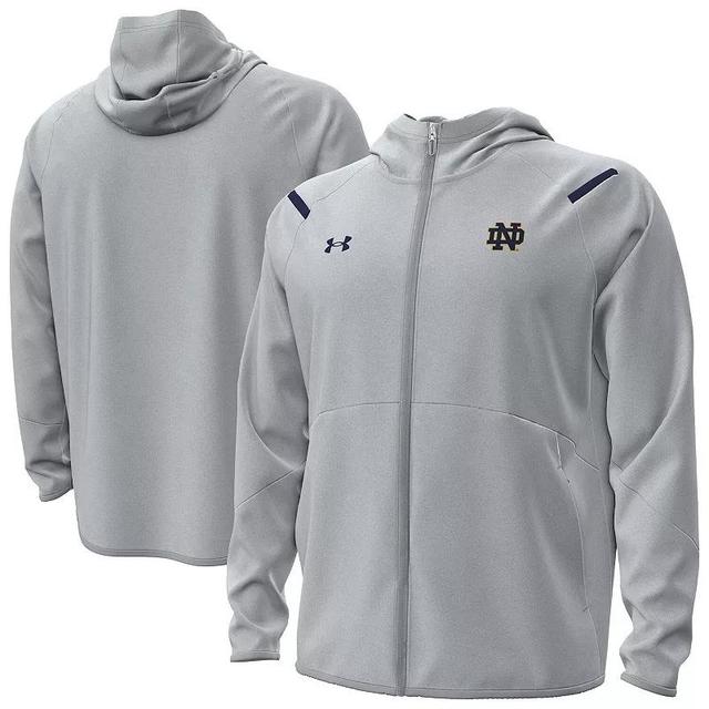 Mens Under Armour Gray Notre Dame Fighting Irish Unstoppable Performance Fleece HoodieHalf-Zip Jacket Product Image