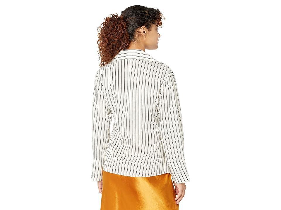 Vince Double Stripe Shaped Long Sleeve Blouse (Cream) Women's Blouse Product Image