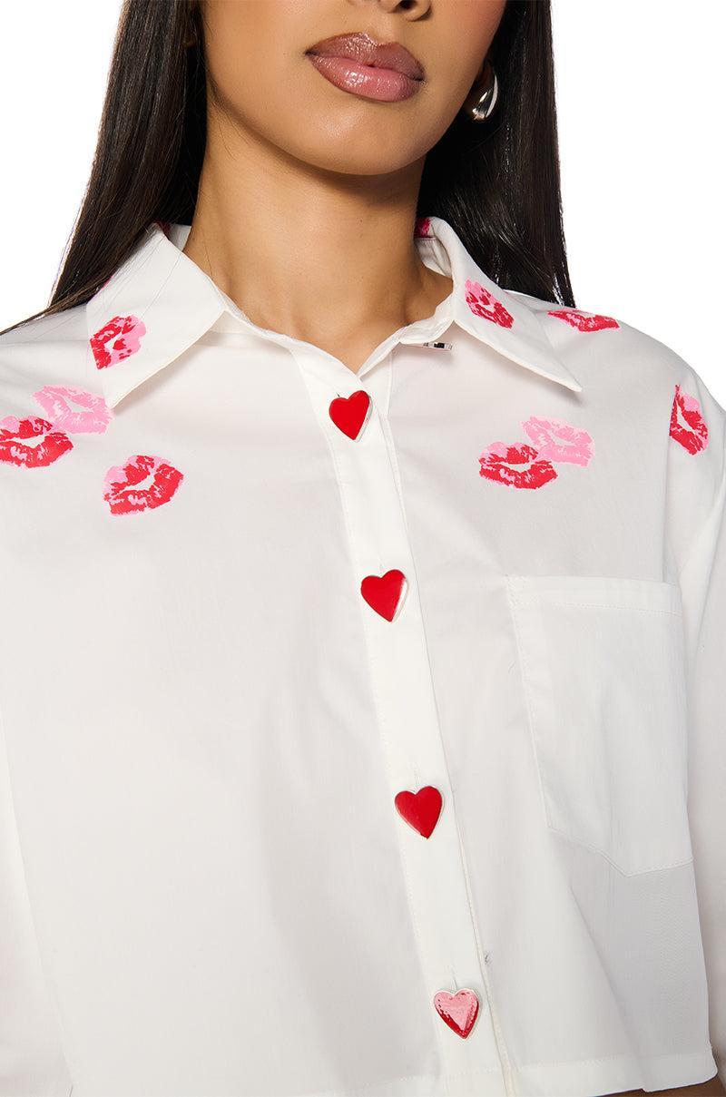 POP KISS BUTTON DOWN SHIRT Product Image