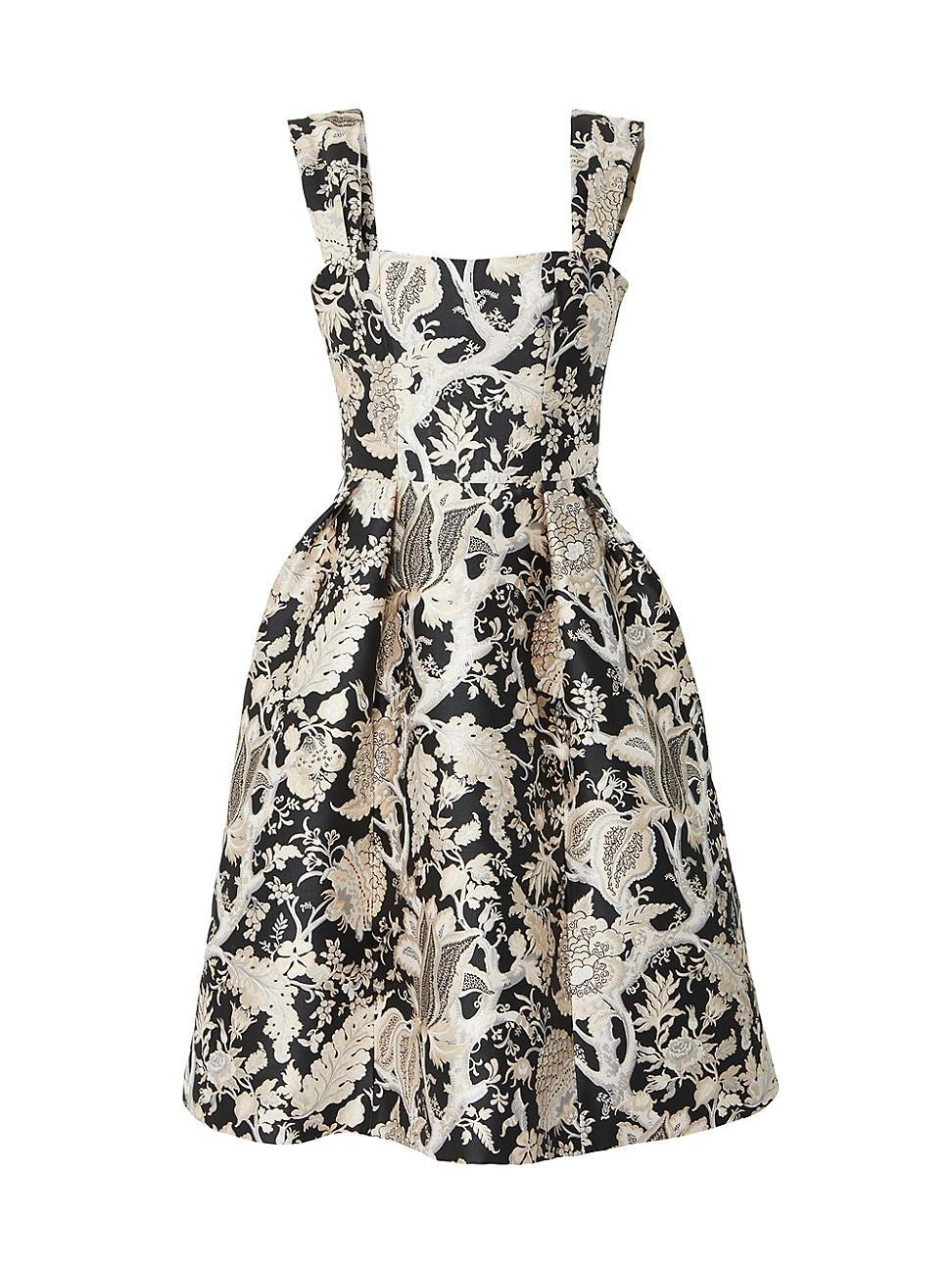 Carolina Herrera Floral Jacquard Fit & Flare Midi Dress Product Image