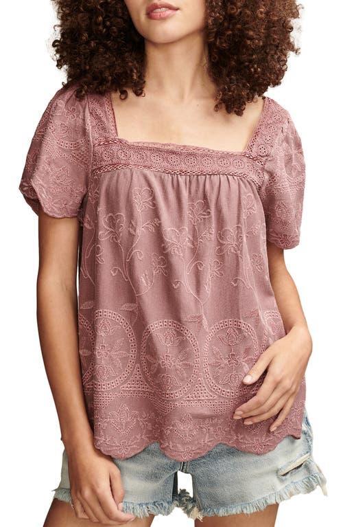 Lucky Brand Embroidered Flutter Sleeve Top Product Image