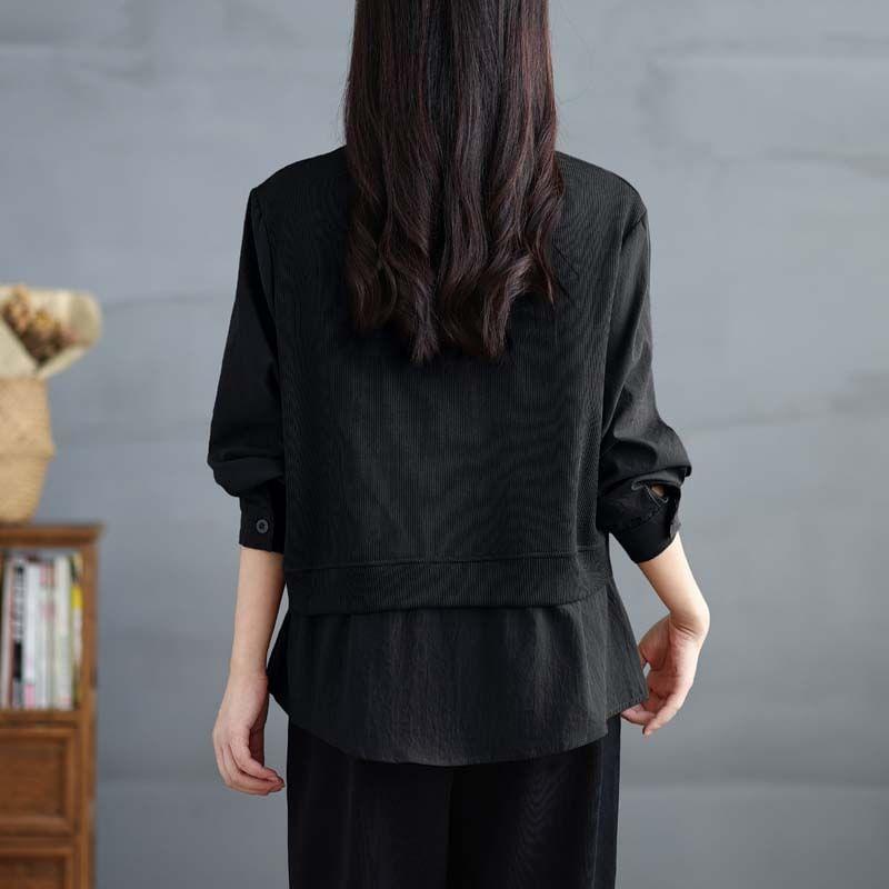 Long-Sleeve Crewneck Asymmetrical Plain Knit Top Product Image