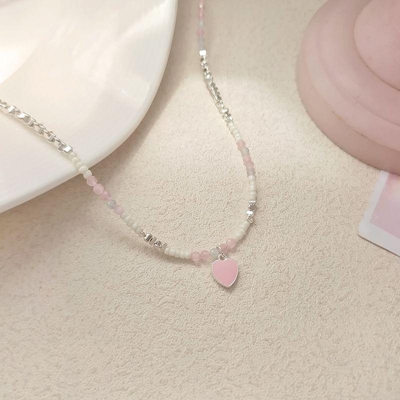 Heart Glaze Pendant Faux Gemstone Alloy Choker Product Image