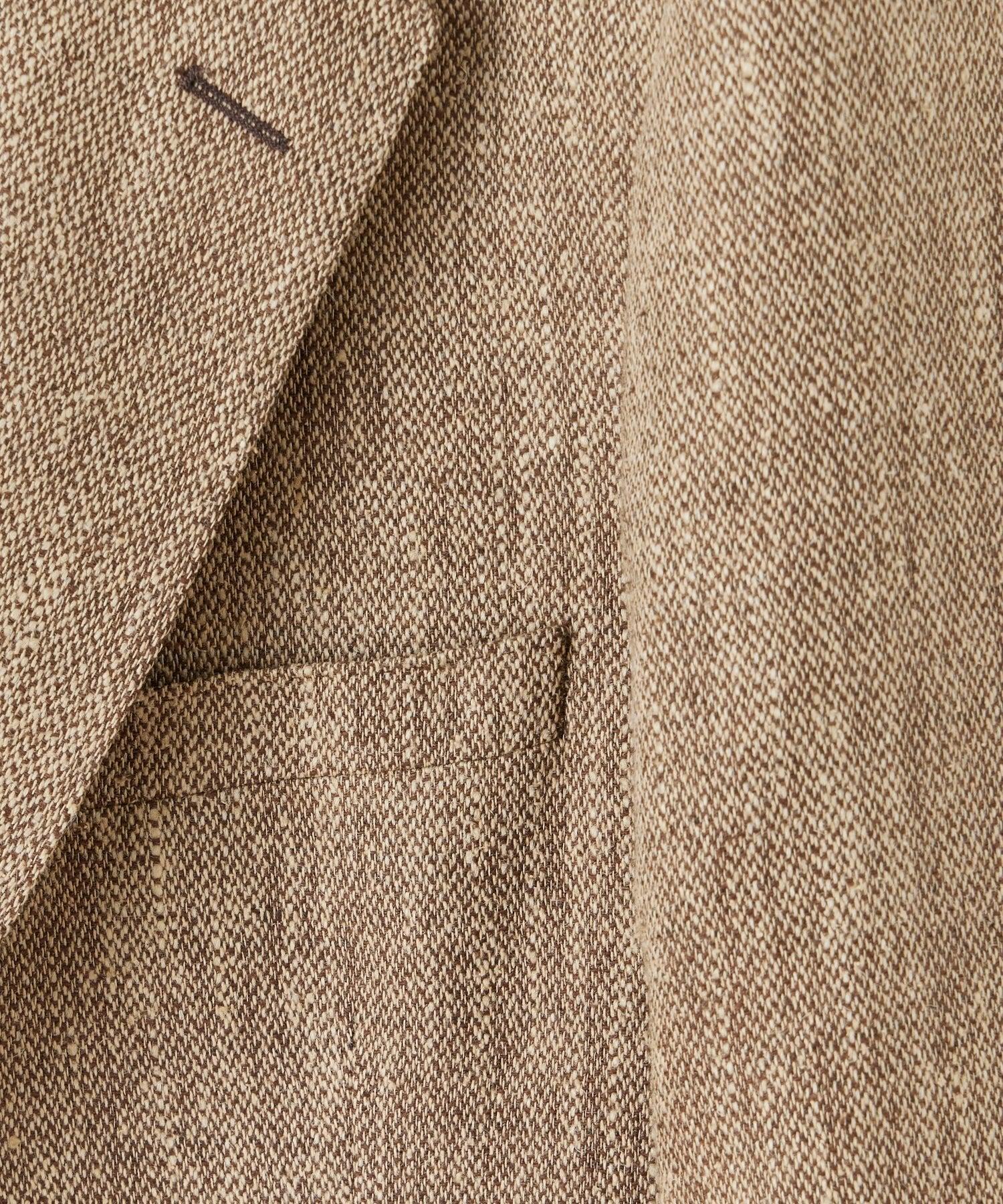 Italian Linen Silk Madison Jacket in Light Brown Product Image