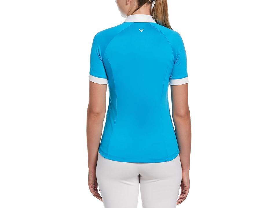 Callaway V-Placket Color-Block Short Sleeve Polo (Vivid ) Women's Clothing Product Image