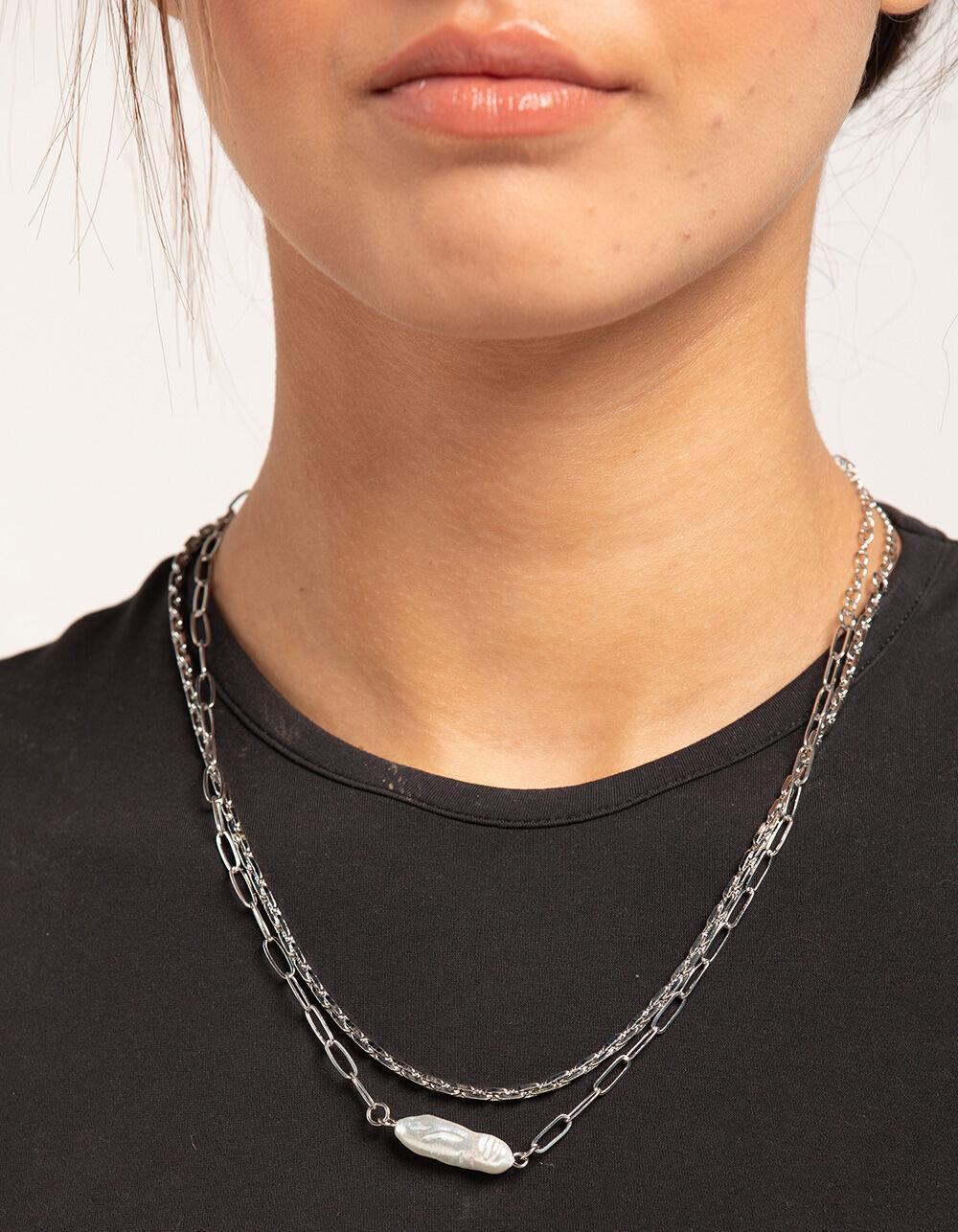 RSQ Layered Pearl Chain Necklace Product Image