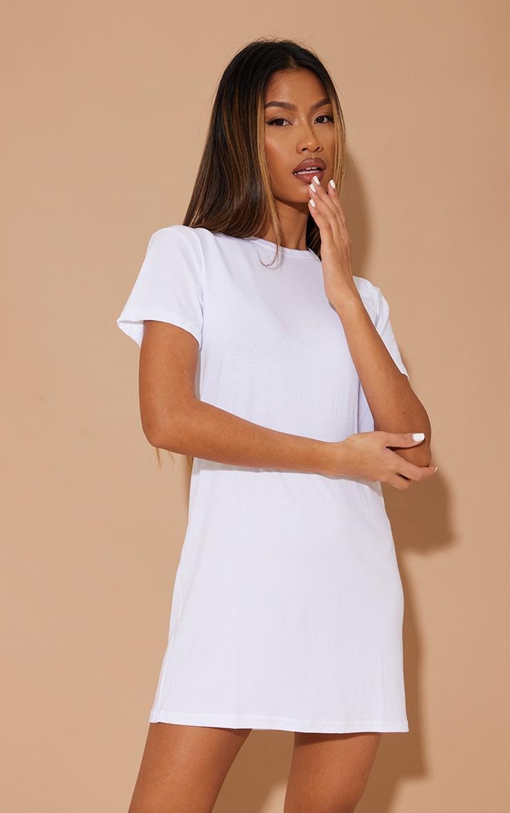 Basic White Short Sleeve T Shirt Dress Product Image