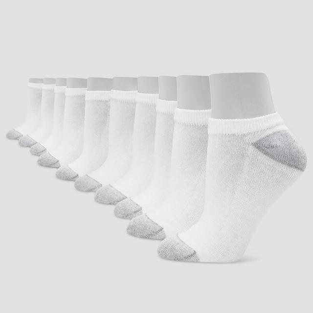 Hanes Womens No Show Socks, Cushioned, Extended Sizes, 10-Pairs Black 10-12 Product Image