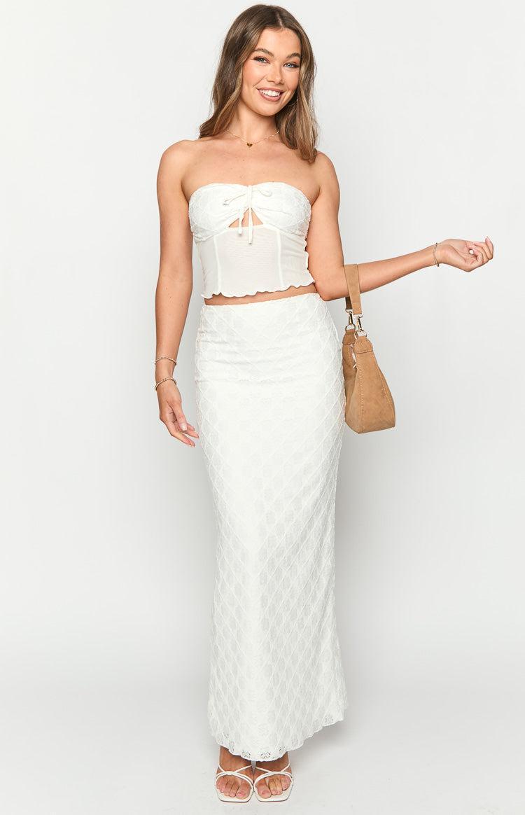 Rilee White Strapless Crop Top Product Image