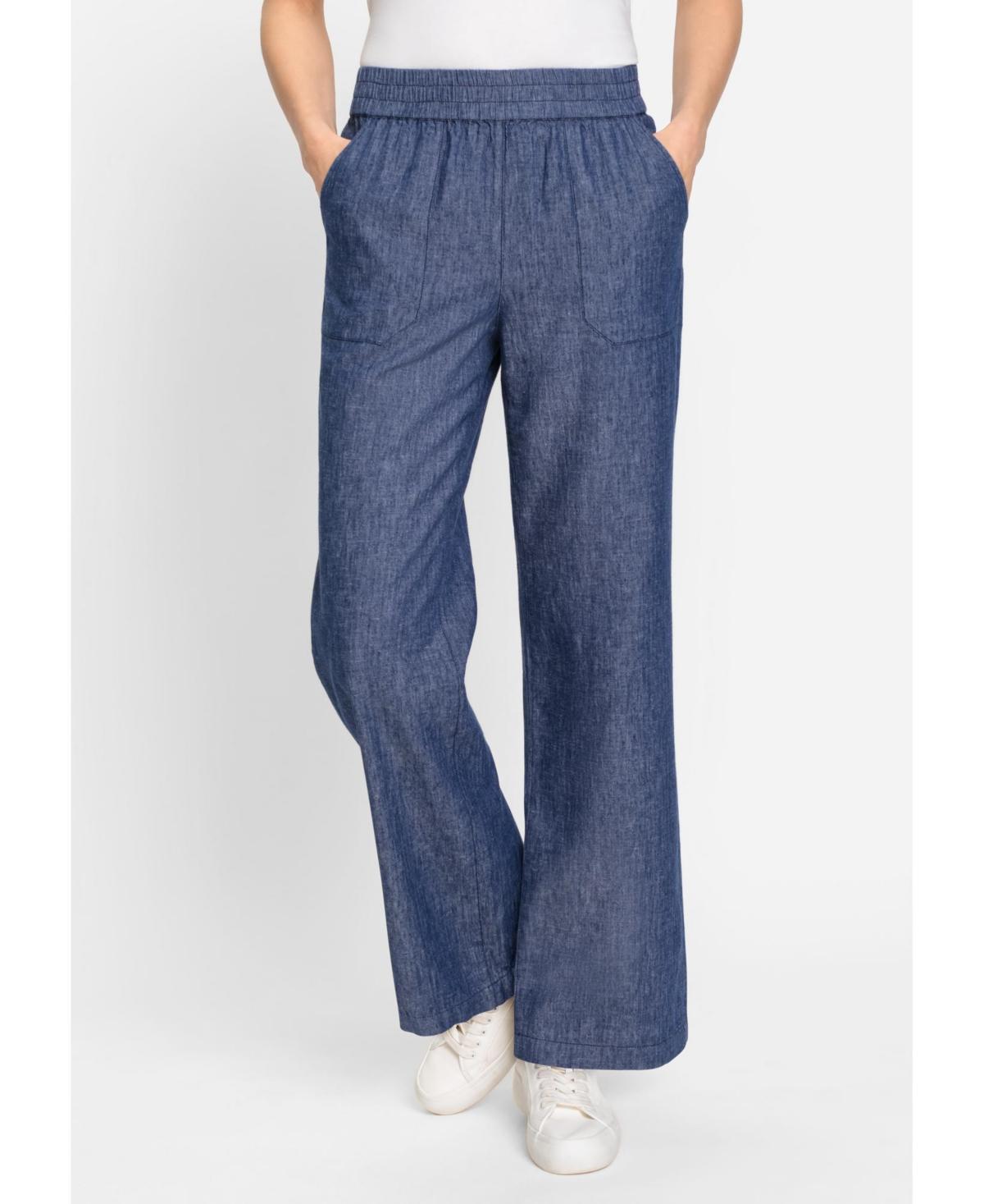 Olsen Womens Anna Fit Wide Leg Linen Blend Pull-On Pant Product Image