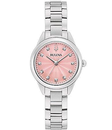 Bulova Womens Sutton Diamond Accent Stainless Steel Bracelet Watch 28mm Product Image