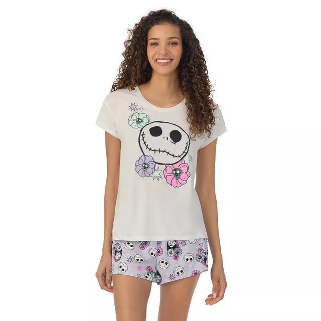 Disneys The Nightmare Before Christmas Womens Cap Short Sleeve Pajama Tee & Pajama Shorts Set Product Image