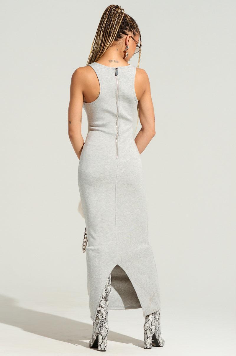 COCOA BUTTER SCUBA MAXI DRESS IN GREY Product Image