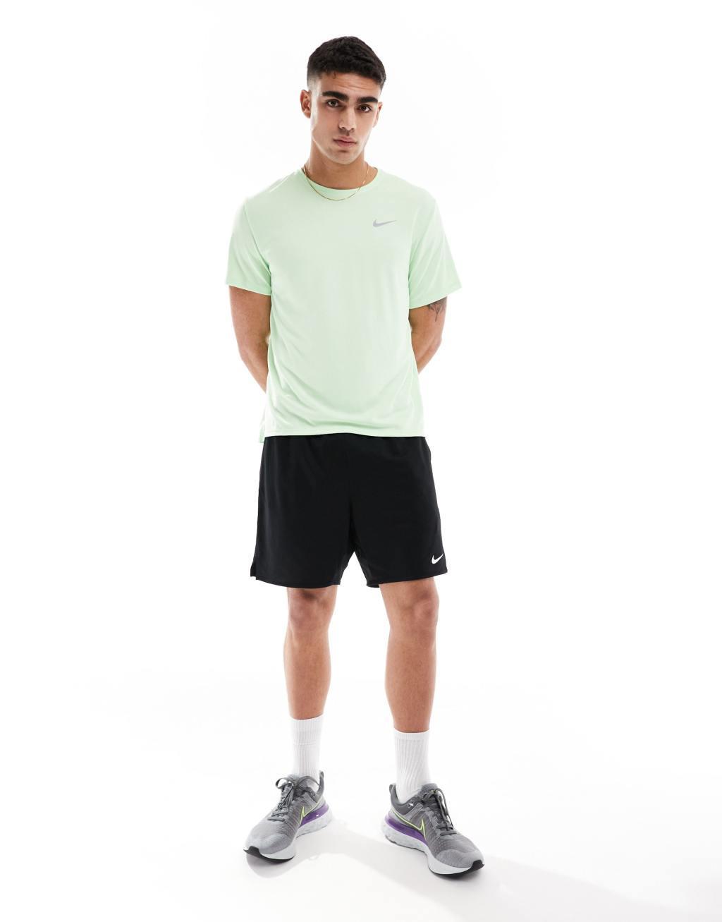 Nike Running Miler Dri-FIT T-shirt in light green  Product Image