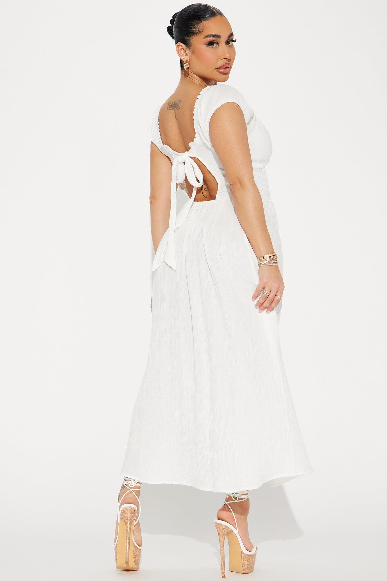 Leah Gauze Maxi Dress - White Product Image