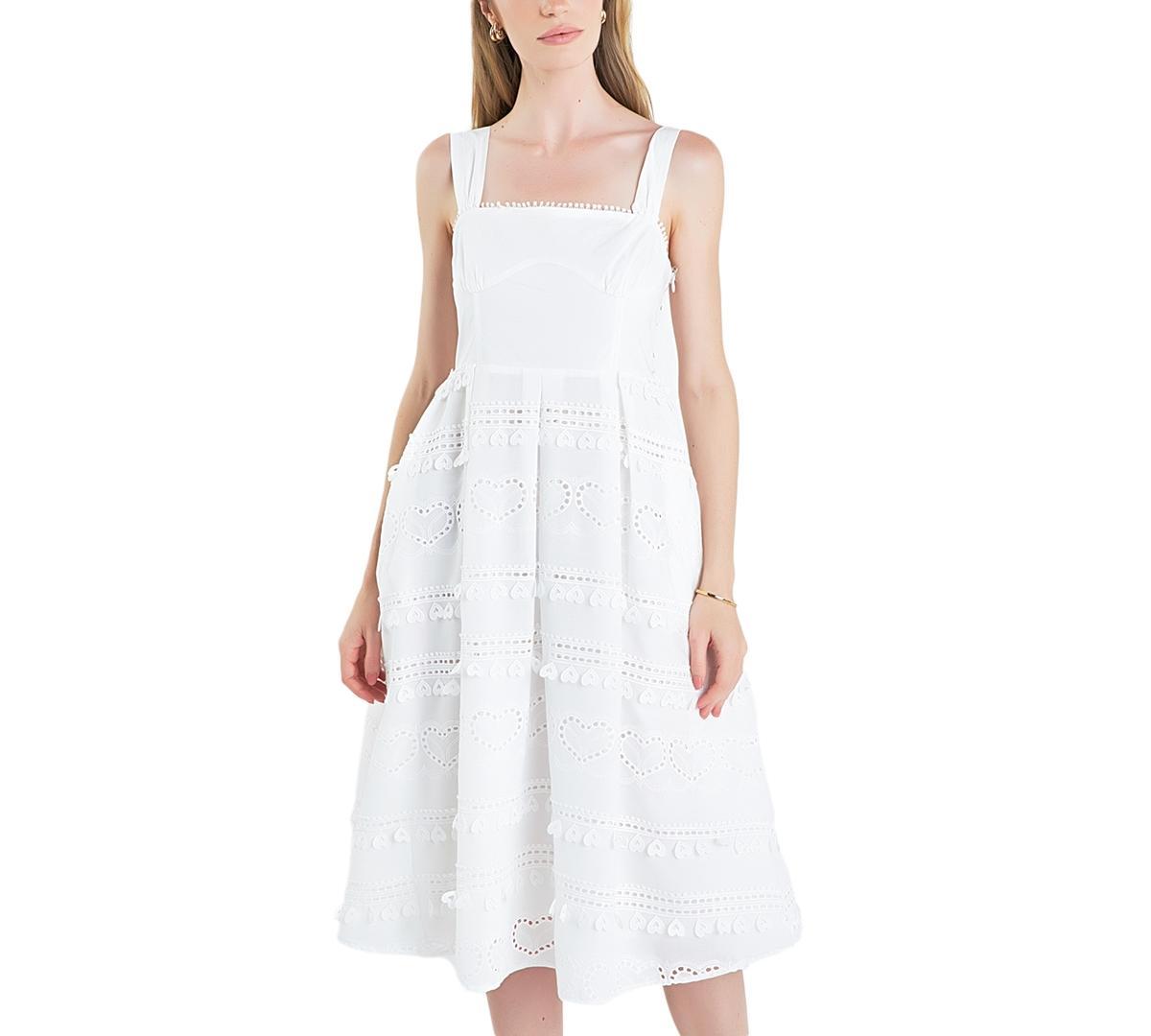 Women's Heart Eyelet Sleeveless Midi Dress Product Image