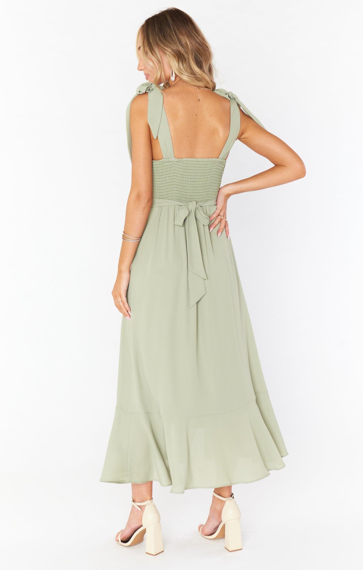 Claire Midi Dress ~ Moss Green Crisp Product Image