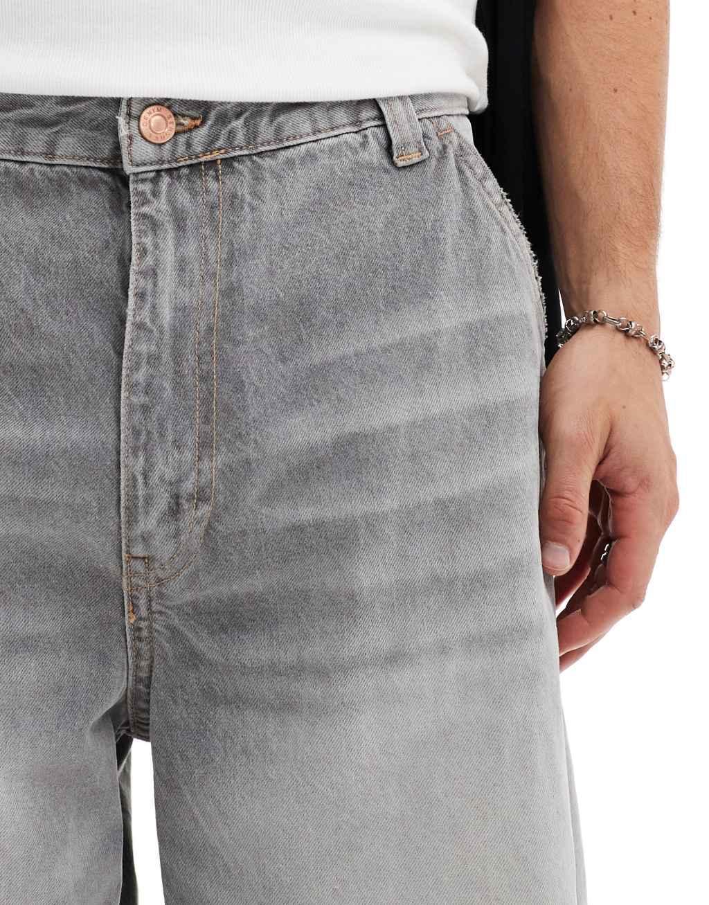 Bershka skater fit jeans in washed gray Product Image