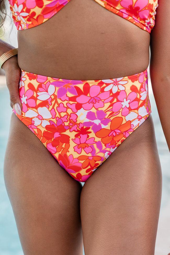 Aruba Adventures Red Tropical Printed High Waisted Bikini Bottoms Product Image