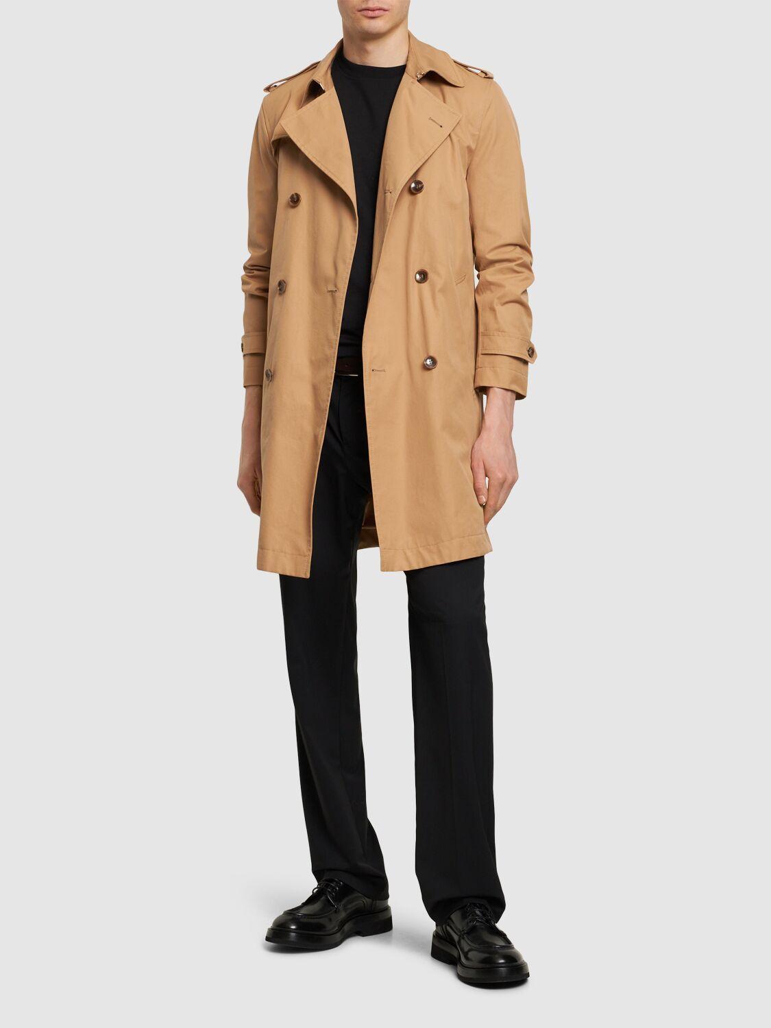 HUGO BOSS H-hyde Cotton Trench Coat In Medium Beige Product Image