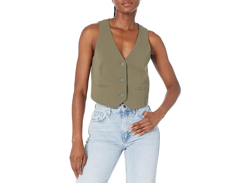 MANGO Avaya Waistcoat Khaki) Women's Clothing Product Image