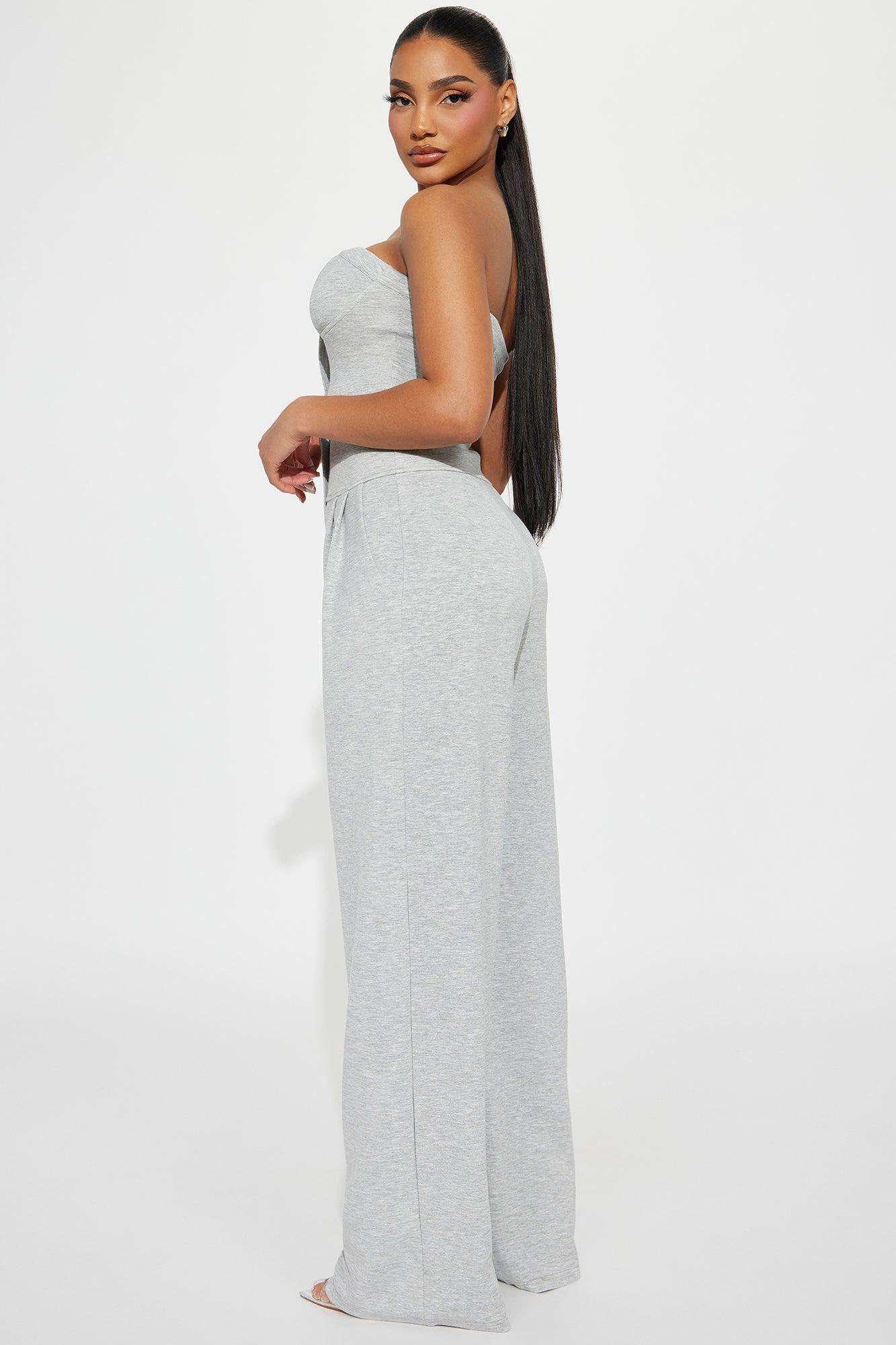 Push The Button Jumpsuit  - Heather Grey Product Image