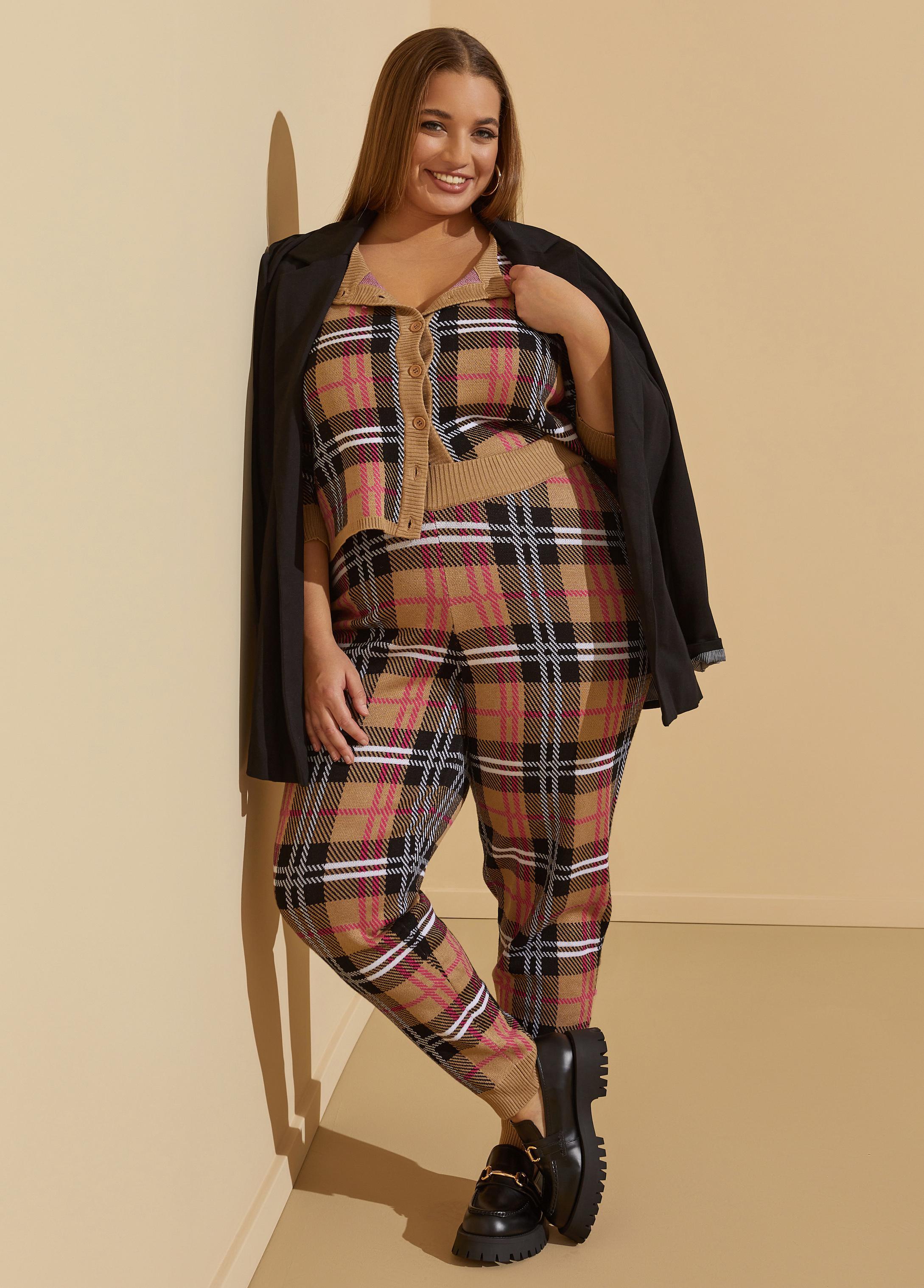 Plus Size Plaid Sweater Joggers Ashley Stewart Product Image