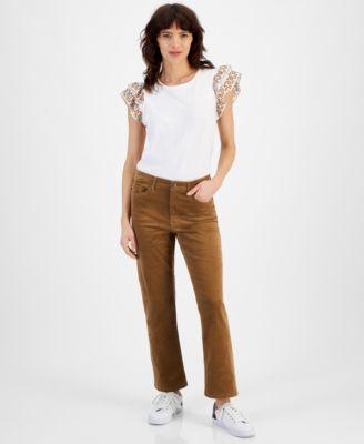 Women's Straight-Leg Cropped Corduroy Pants  Product Image